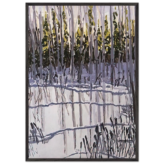 Trees Reflected on Ice - 2002 - Neil Welliver 70x100 cm / 28x40 inches Framed Art Print – Black Wooden Frame