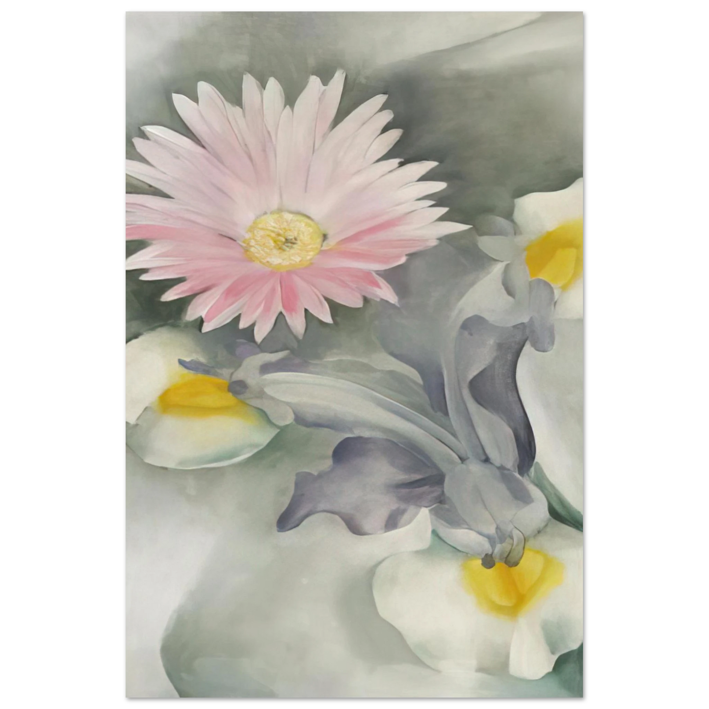 Georgia O'Keeffe - Pink Daisy with Iris Fine Art Poster