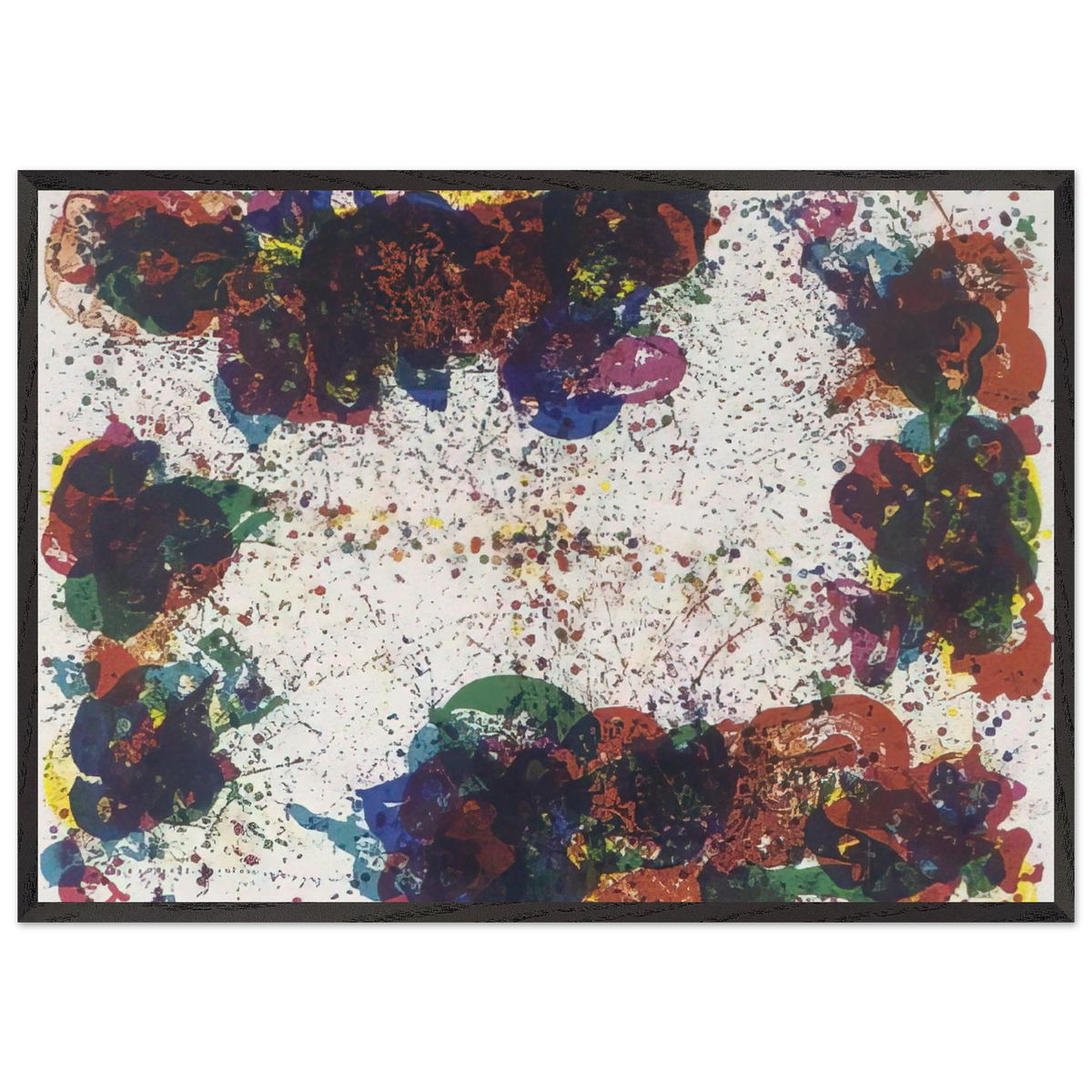Coral Lyre Nine - Sam Francis 70x100 cm / 28x40 inches Framed Art Print – Black Wooden Frame