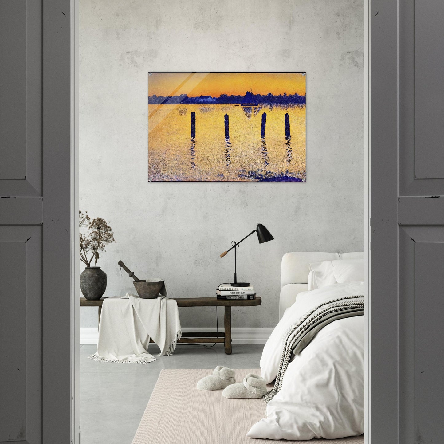 SAILBOATS ON THE RIVER SCHELDT 1892 - Theo van Rysselberghe Acrylic Print - 70x100 cm / 28x40″ inches | Theo van Rysselberghe Wall Art | Theo van Rysselberghe Prints