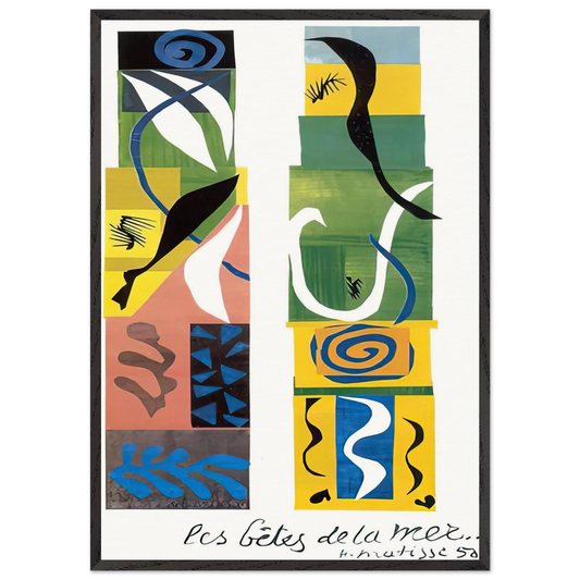 THE BEASTS OF THE SEA 1950 - Henri Matisse 70x100 cm / 28x40 inches Framed Art Print – Black Wooden Frame