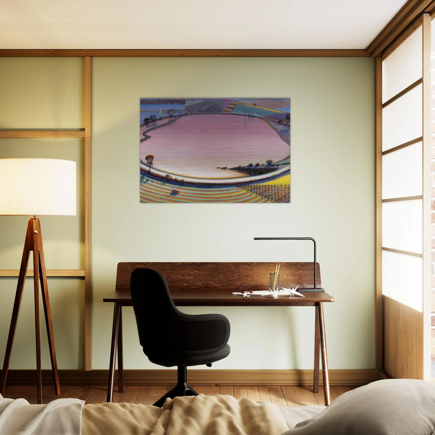 Reservoir - 1999 - Wayne Thiebaud Brushed Aluminum Print - 70x100 cm / 28x40 inches | Wayne Thiebaud Aluminum Print | Wayne Thiebaud Prints