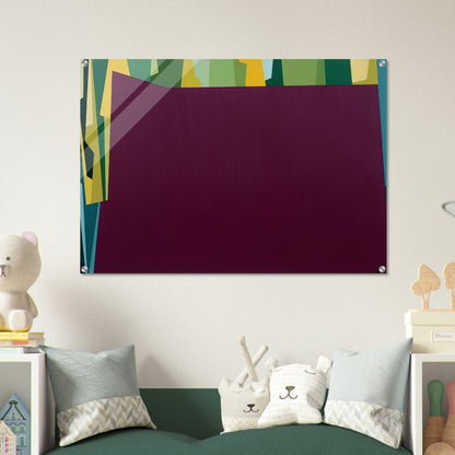 Interlocking Forms Big Magenta With Green - 1959 - Karl Benjamin Acrylic Print - 70x100 cm / 28x40″ inches
