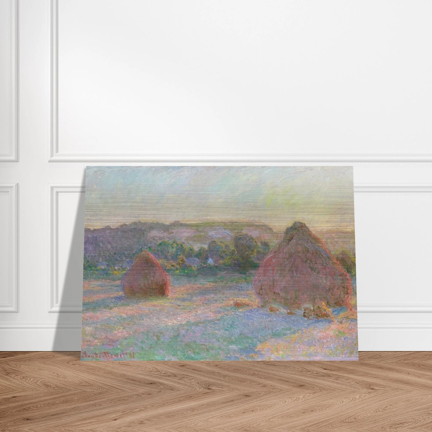 Stacks of Wheat End of Summer - claude monet Brushed Aluminum Print - 70x100 cm / 28x40 inches | claude monet Aluminum Print | claude monet Prints