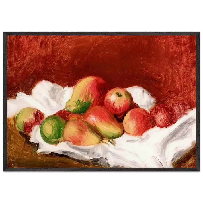 Pears and Apples - Pierre-Auguste Renoir 70x100 cm / 28x40 inches Framed Art Print – Black Wooden Frame