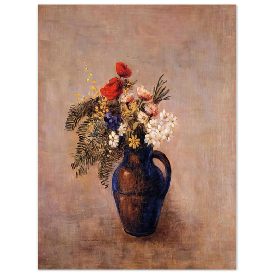 Odilon Redon - BOUQUET OF FLOWERS IN A BLUE VASE  75x100 cm / 30x40inches Fine Art Poster
