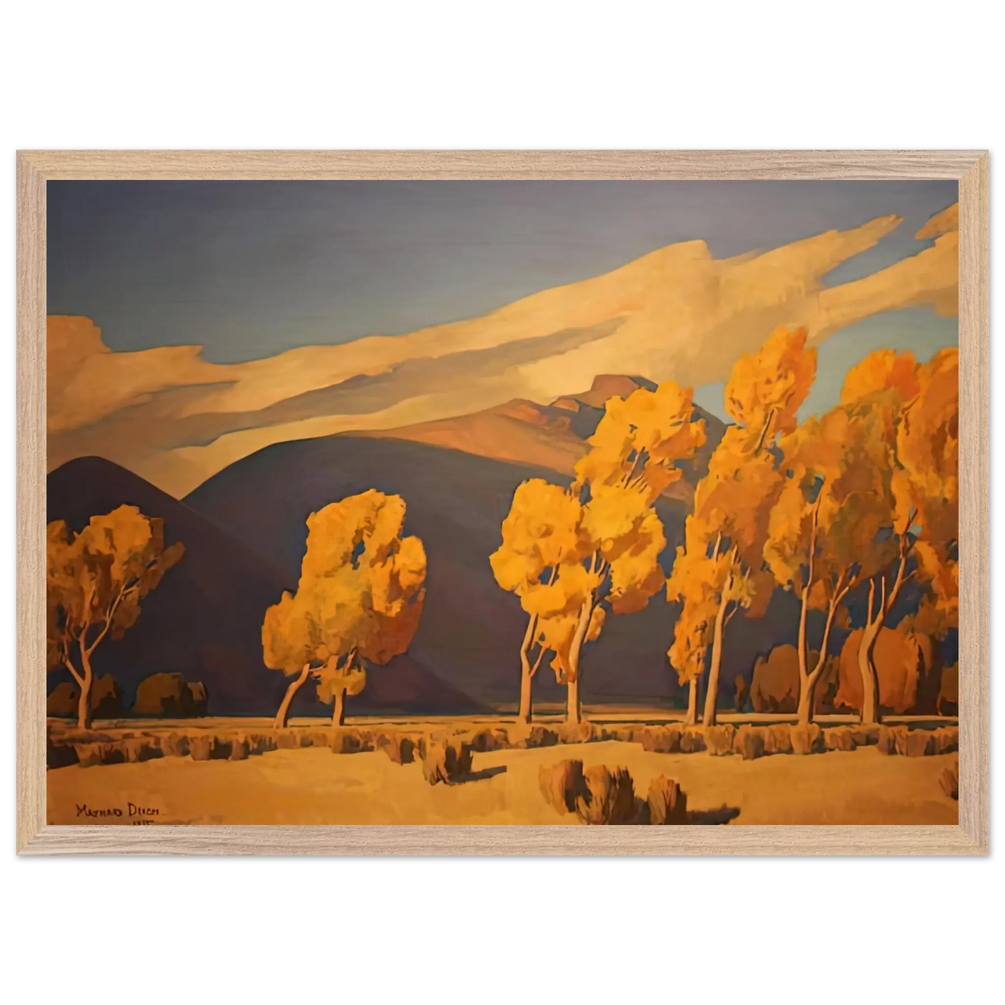 Maynard Dixon - NOVEMBER IN NEVADA 1935 Wall art - 50x70 cm / 20x28 Inches - Premium Wooden Framed Poster With Fine Art Paper - Wood frame