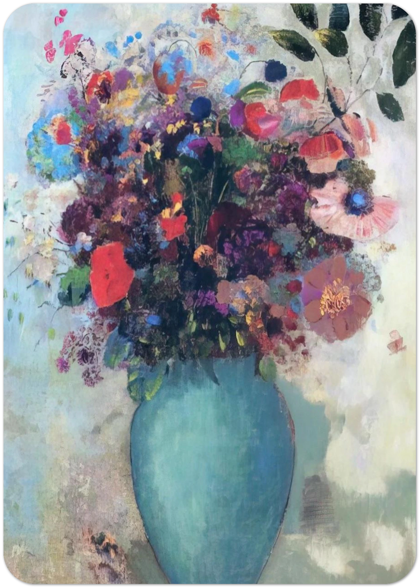 FLOWERS IN A TURQUOISE VASE By Odilon Redon Pack of 10 Post Cards | Odilon Redon Post Cards | A6 (10.5 x 14.8 cm) - 4.1 x 5.8 inches