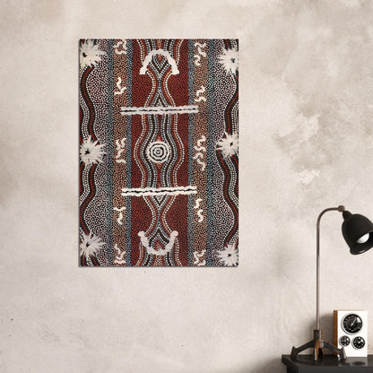 Caterpillar Dreaming - 1998 - Clifford Possum Tjapaltjarri Brushed Aluminum Print - 70x100 cm / 28x40 inches | Clifford Possum Tjapaltjarri Aluminum Print | Clifford Possum Tjapaltjarri Prints