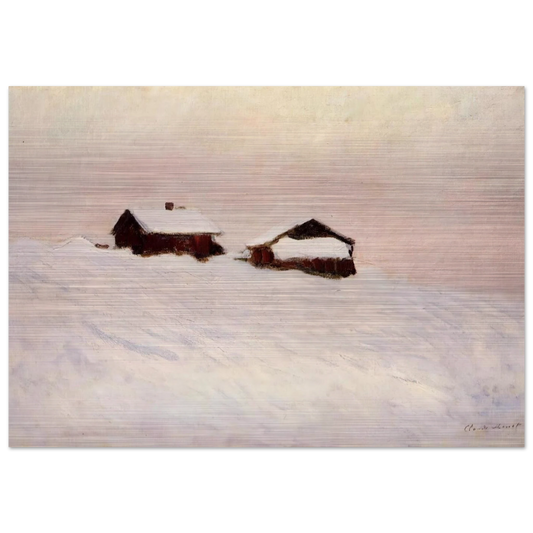 Houses in the Snow - claude monet Brushed Aluminum Print - 70x100 cm / 28x40 inches | claude monet Aluminum Print | claude monet Prints