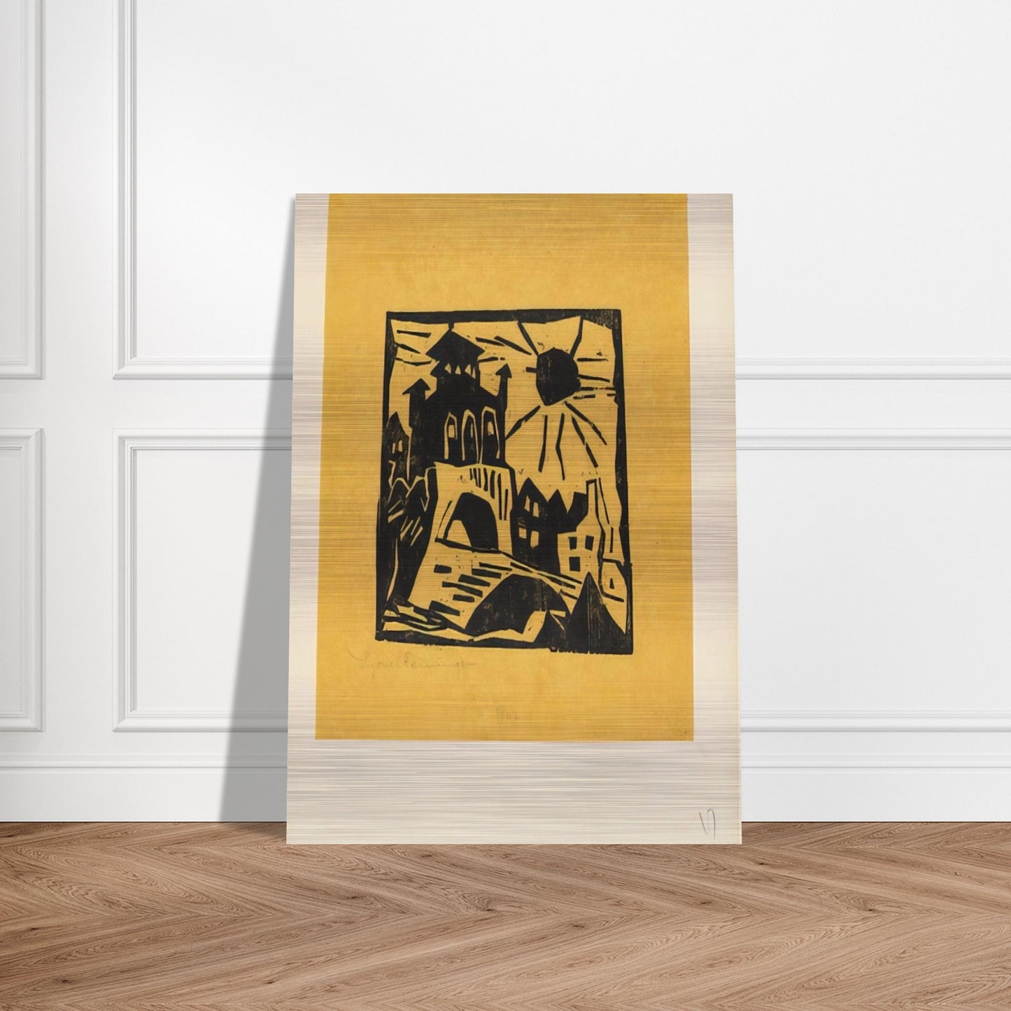 TOWN GATE RIBNITZ DAS TOR RIBNITZ 1918 - Lyonel Feininger Brushed Aluminum Print - 70x100 cm / 28x40 inches | Lyonel Feininger Aluminum Print | Lyonel Feininger Prints