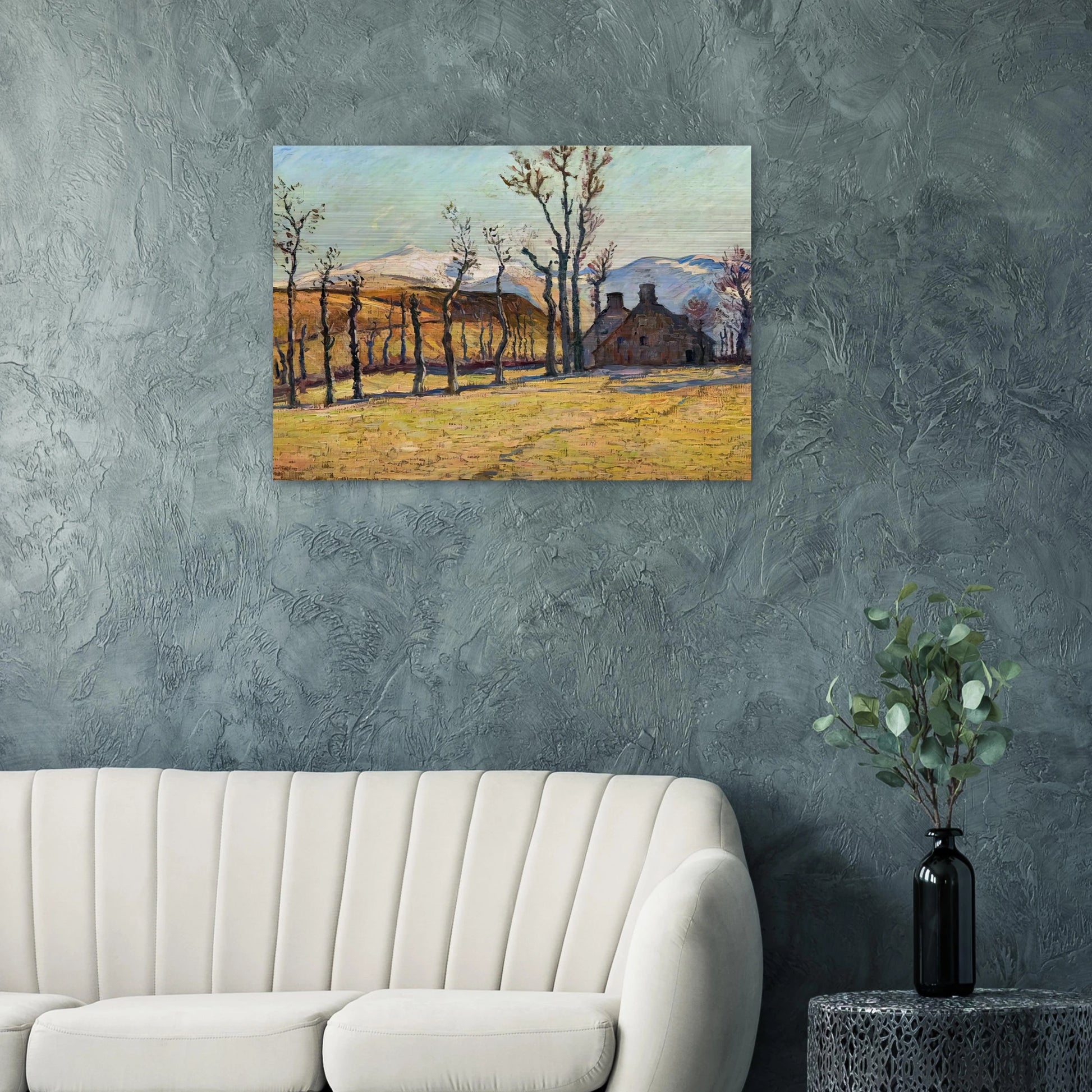 Cottages in a landscape - Armand Guillaumin Brushed Aluminum Print - 70x100 cm / 28x40 inches | Armand Guillaumin Aluminum Print | Armand Guillaumin Prints