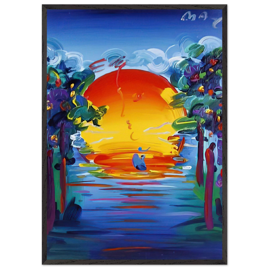 BETTER WORLD 1993 - Peter Max 70x100 cm / 28x40 inches Framed Art Print – Black Wooden Frame