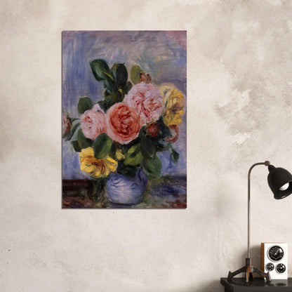 Roses in a Vase - Pierre-Auguste Renoir Brushed Aluminum Print - 70x100 cm / 28x40 inches | Pierre-Auguste Renoir Aluminum Print | Pierre-Auguste Renoir Prints