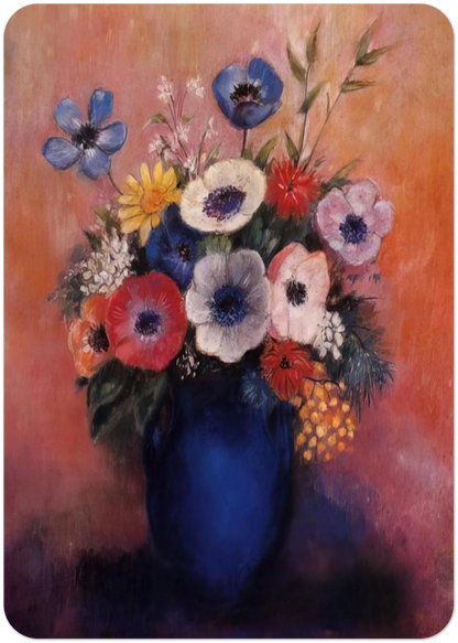 BOUQUET OF FLOWERS IN A BLUE VASE 1 By Odilon Redon Pack of 10 Post Cards | Odilon Redon Post Cards | A6 (10.5 x 14.8 cm) - 4.1 x 5.8 inches