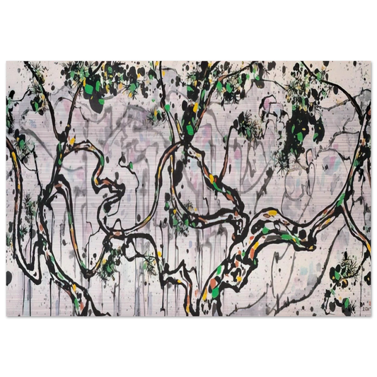 The Hua Mountains at Sunset - 1997 - Wu Guanzhong Brushed Aluminum Print - 70x100 cm / 28x40 inches | Wu Guanzhong Aluminum Print | Wu Guanzhong Prints