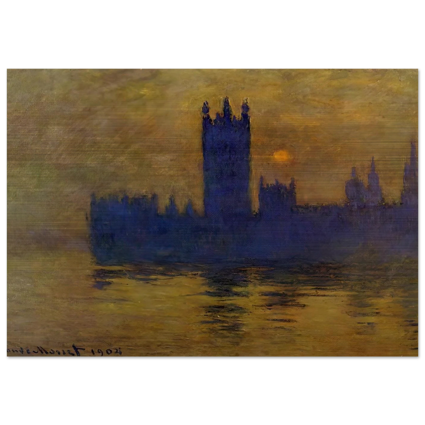 Houses of Parliament, Sunset 02 - claude monet Brushed Aluminum Print - 70x100 cm / 28x40 inches | claude monet Aluminum Print | claude monet Prints
