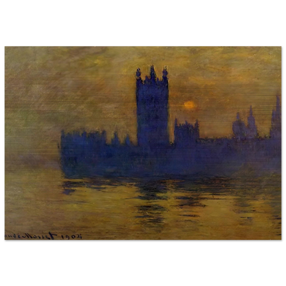 Houses of Parliament, Sunset 02 - claude monet Brushed Aluminum Print - 70x100 cm / 28x40 inches | claude monet Aluminum Print | claude monet Prints