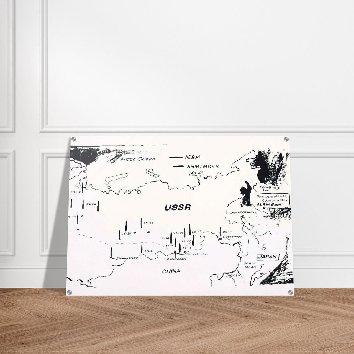 Map of Eastern U.S.S.R. Missile Bases - Andy Warhol Acrylic Print - 70x100 cm / 28x40″ inches