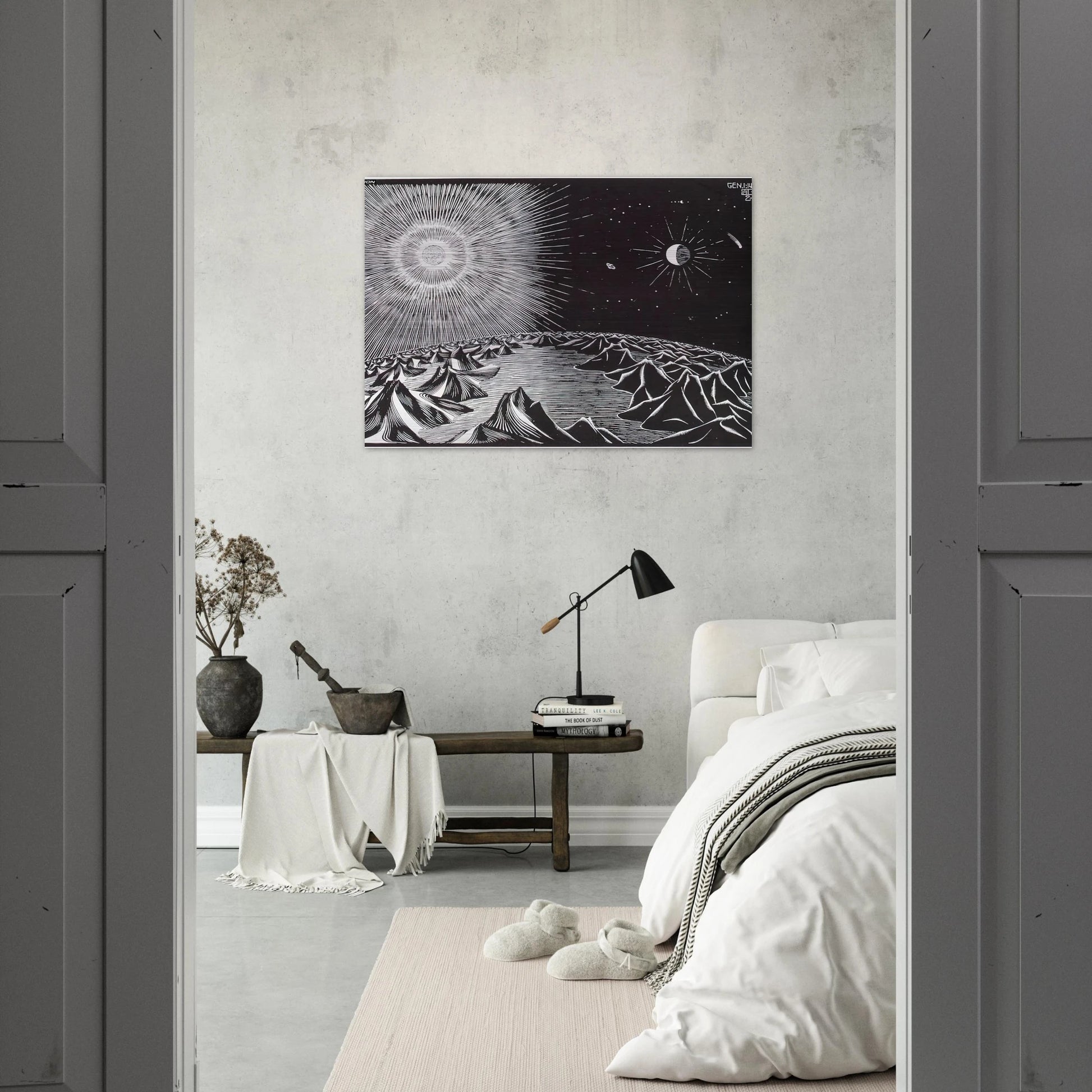 THE 4TH DAY OF THE CREATION - MC Escher Brushed Aluminum Print - 70x100 cm / 28x40 inches | MC Escher Aluminum Print | MC Escher Prints | Maurits Cornelis Escher Prints