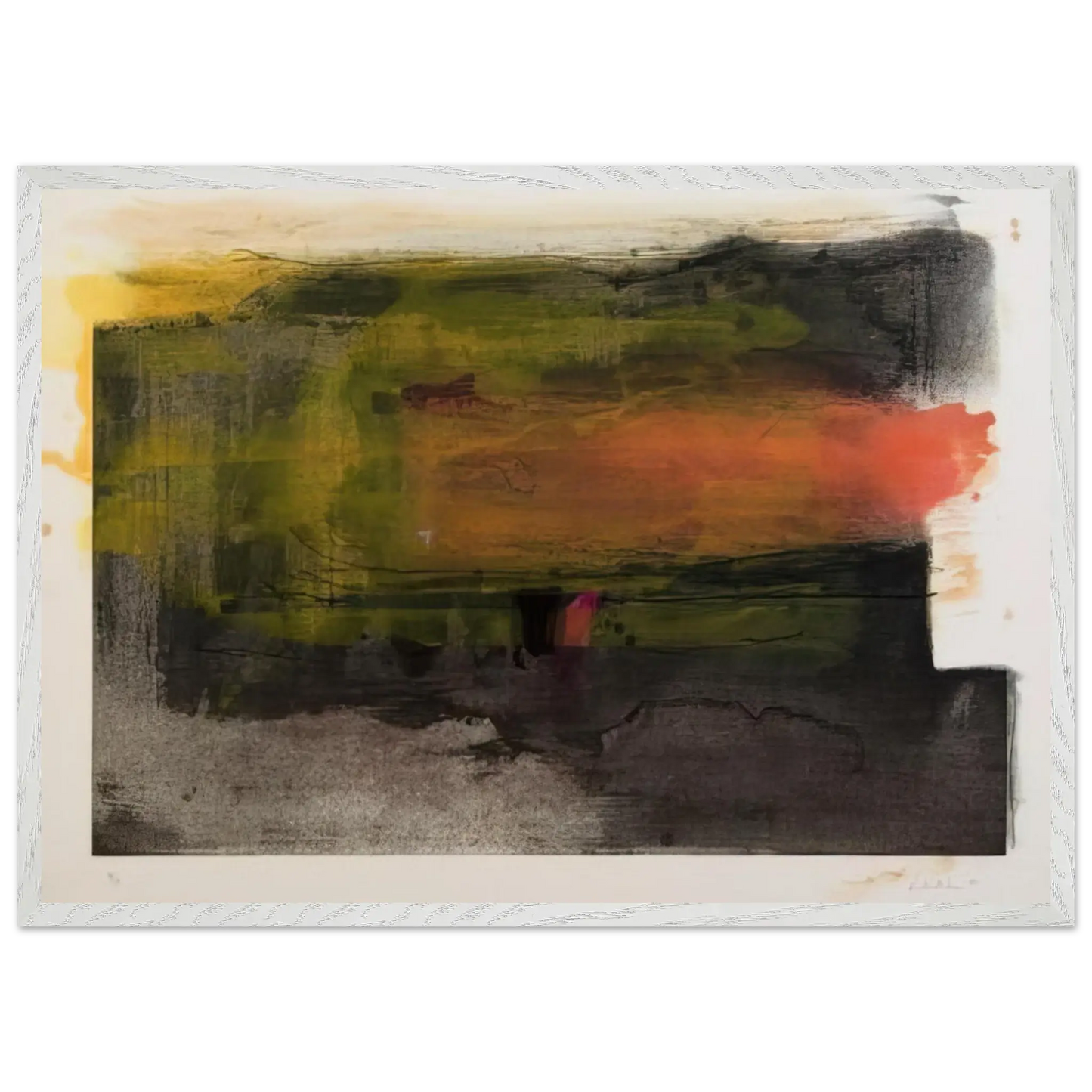 Helen Frankenthaler - Deep Sun - 1983 Wall art - 30x45 cm / 12x18 Inches - Premium Wooden Framed Poster With Fine Art Paper - White frame