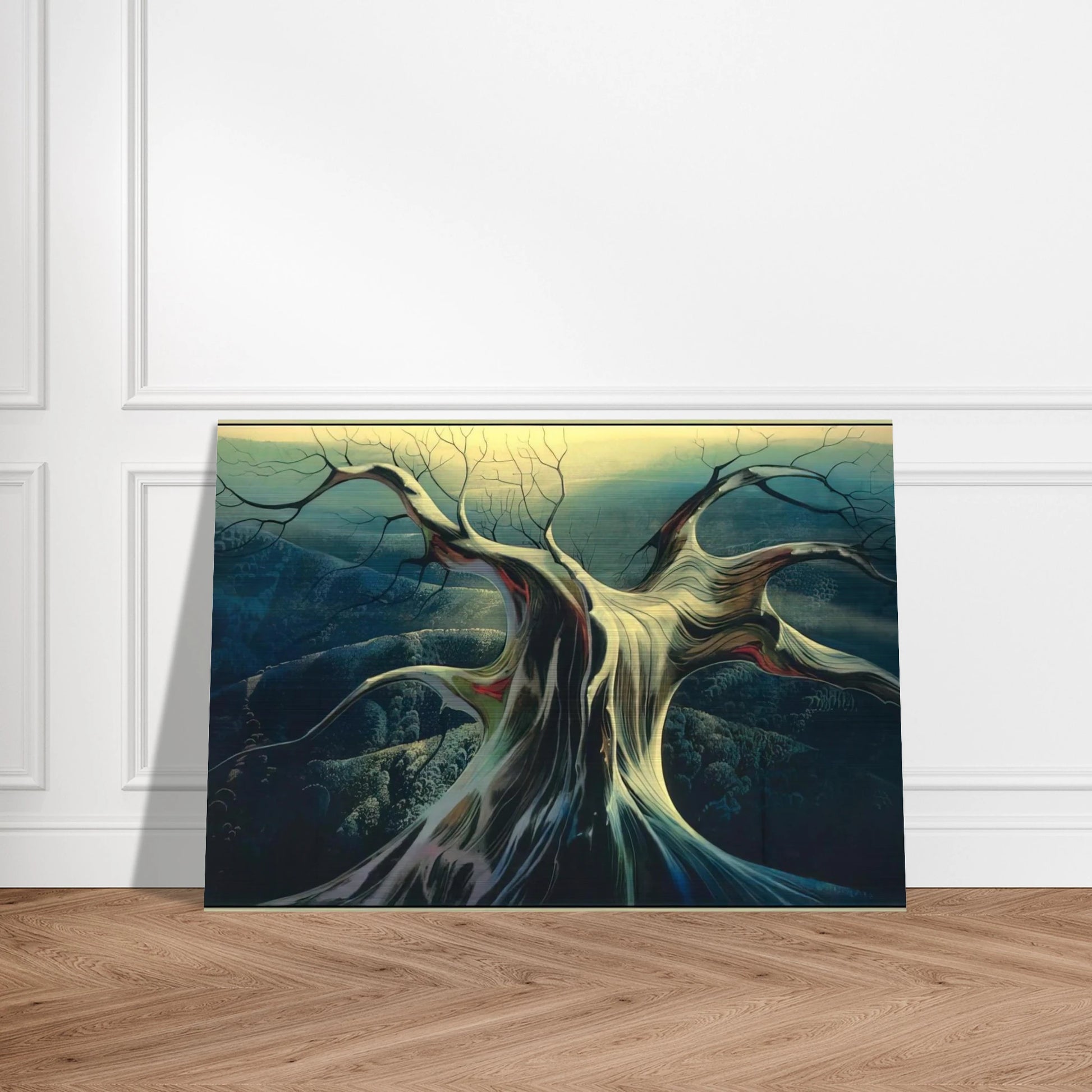 Moonlit Tree Trunk - Eyvind Earle Brushed Aluminum Print - 70x100 cm / 28x40 inches | Eyvind Earle Aluminum Print | Eyvind Earle Prints