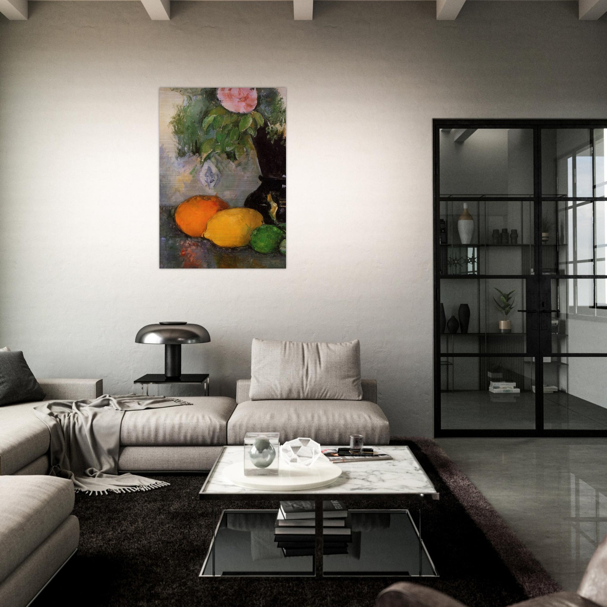 Flowers and Fruit - Paul Cézanne Brushed Aluminum Print - 70x100 cm / 28x40 inches | Paul Cézanne Aluminum Print | Paul Cézanne Prints