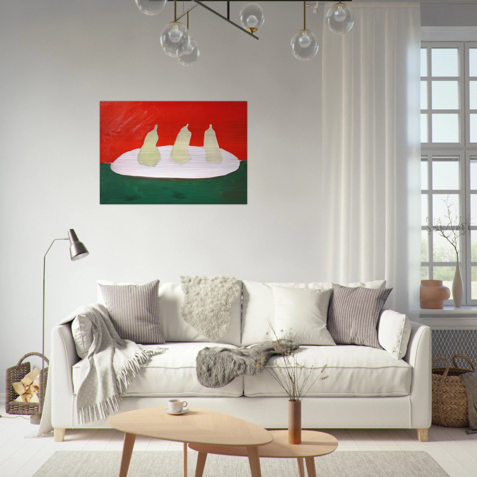 Nature morte, poires, fond vert et orange - Art Informel - Nicolas de Stael Brushed Aluminum Print - 70x100 cm / 28x40 inches | Nicolas de Stael Aluminum Print | Nicolas de Stael Prints
