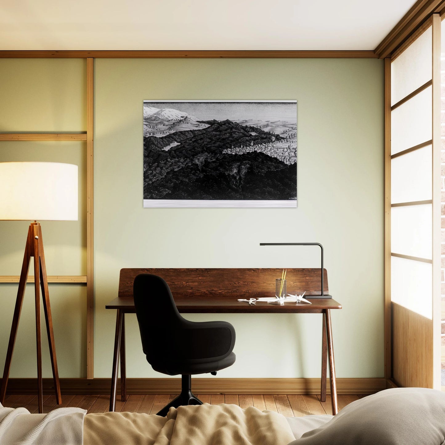 LAVA FLOW FROM ETNA - MC Escher Brushed Aluminum Print - 70x100 cm / 28x40 inches | MC Escher Aluminum Print | MC Escher Prints | Maurits Cornelis Escher Prints