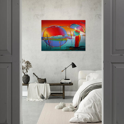 BUDDHA MOON MONK SUNRISE 1999 - Peter Max Brushed Aluminum Print - 70x100 cm / 28x40 inches | Peter Max Aluminum Print | Peter Max Prints