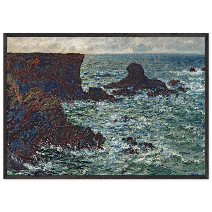 Rocks at Port Coton the Lion Rock - claude monet 70x100 cm / 28x40 inches Framed Art Print – Black Wooden Frame