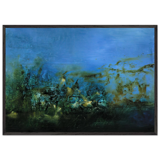 14 10 2002 2002 - Zao Wou-Ki 70x100 cm / 28x40 inches Framed Art Print – Black Wooden Frame