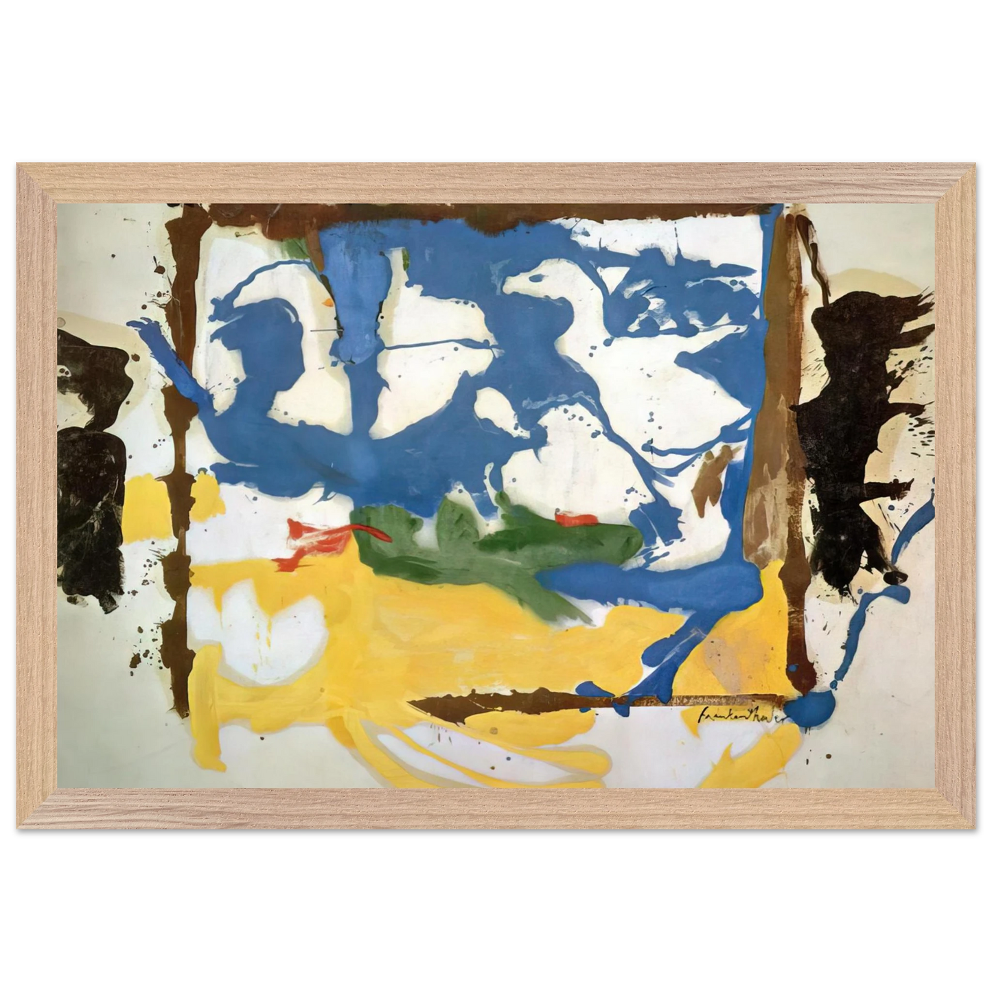 Helen Frankenthaler - Swan Lake #2 - 1961 Wall art - A2 (42 x 59.4  cm) - Premium Wooden Framed Poster With Fine Art Paper-canvas - Black frame
