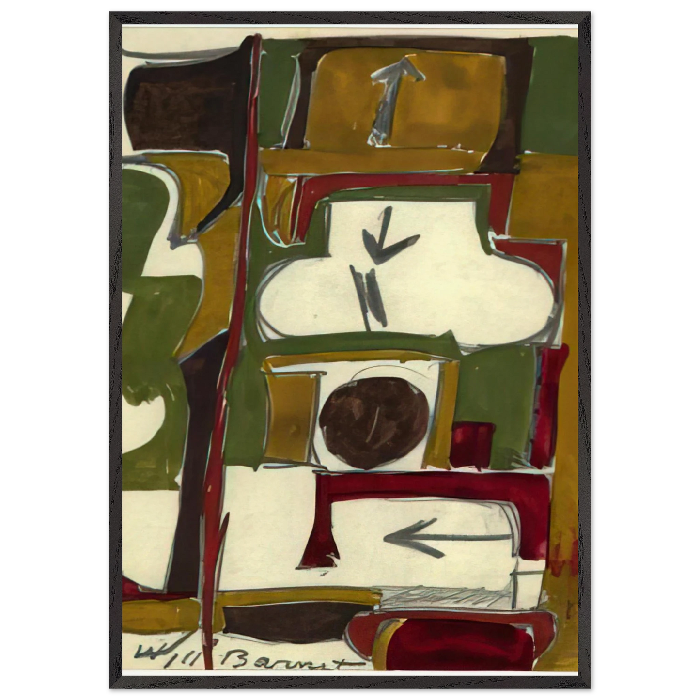 Untitled - c1956 United States - Will Barnet 70x100 cm / 28x40 inches Framed Art Print – Black Wooden Frame