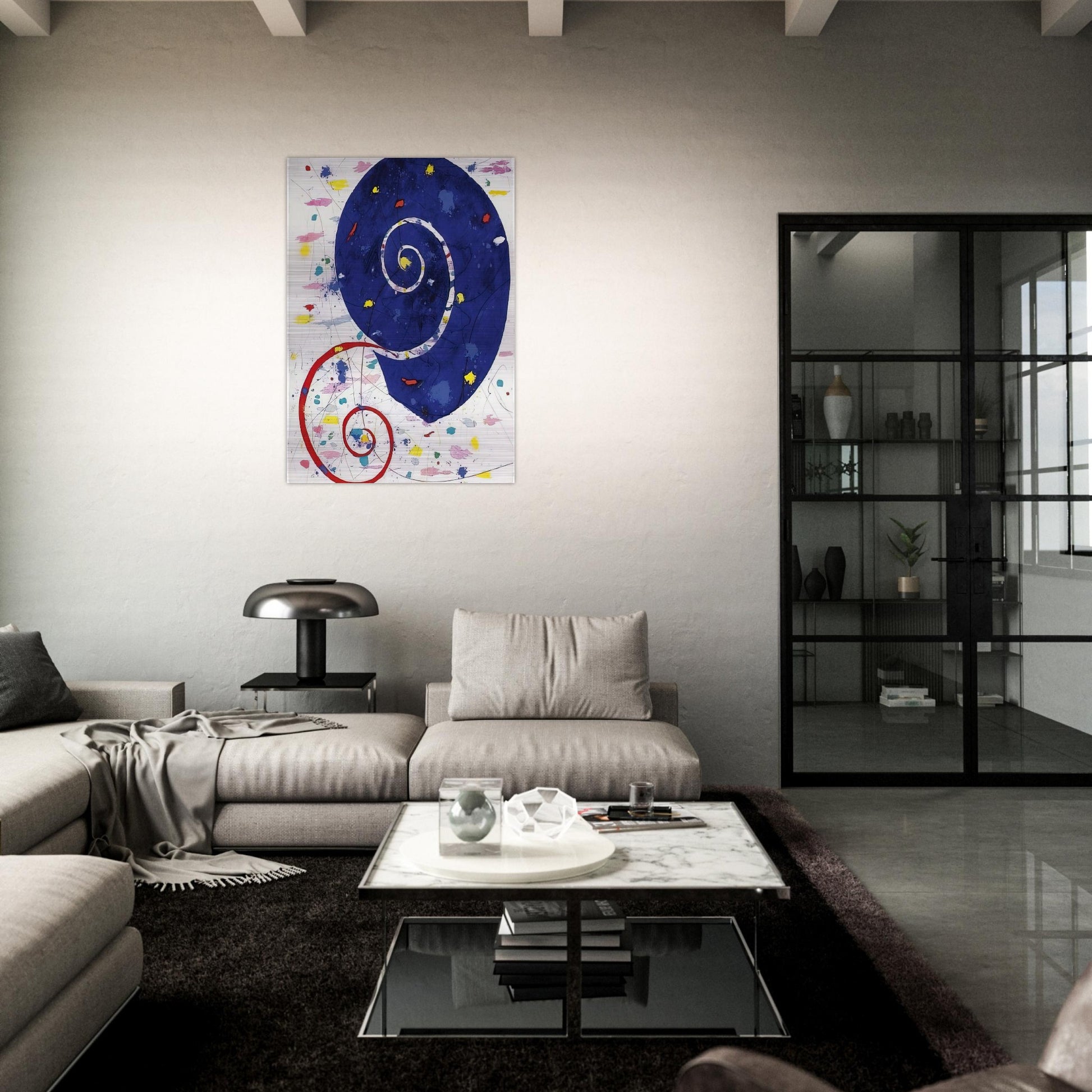 Ammonite  SFM 82-063  - Sam Francis Brushed Aluminum Print - 70x100 cm / 28x40 inches | Sam Francis Aluminum Print | Sam Francis Prints