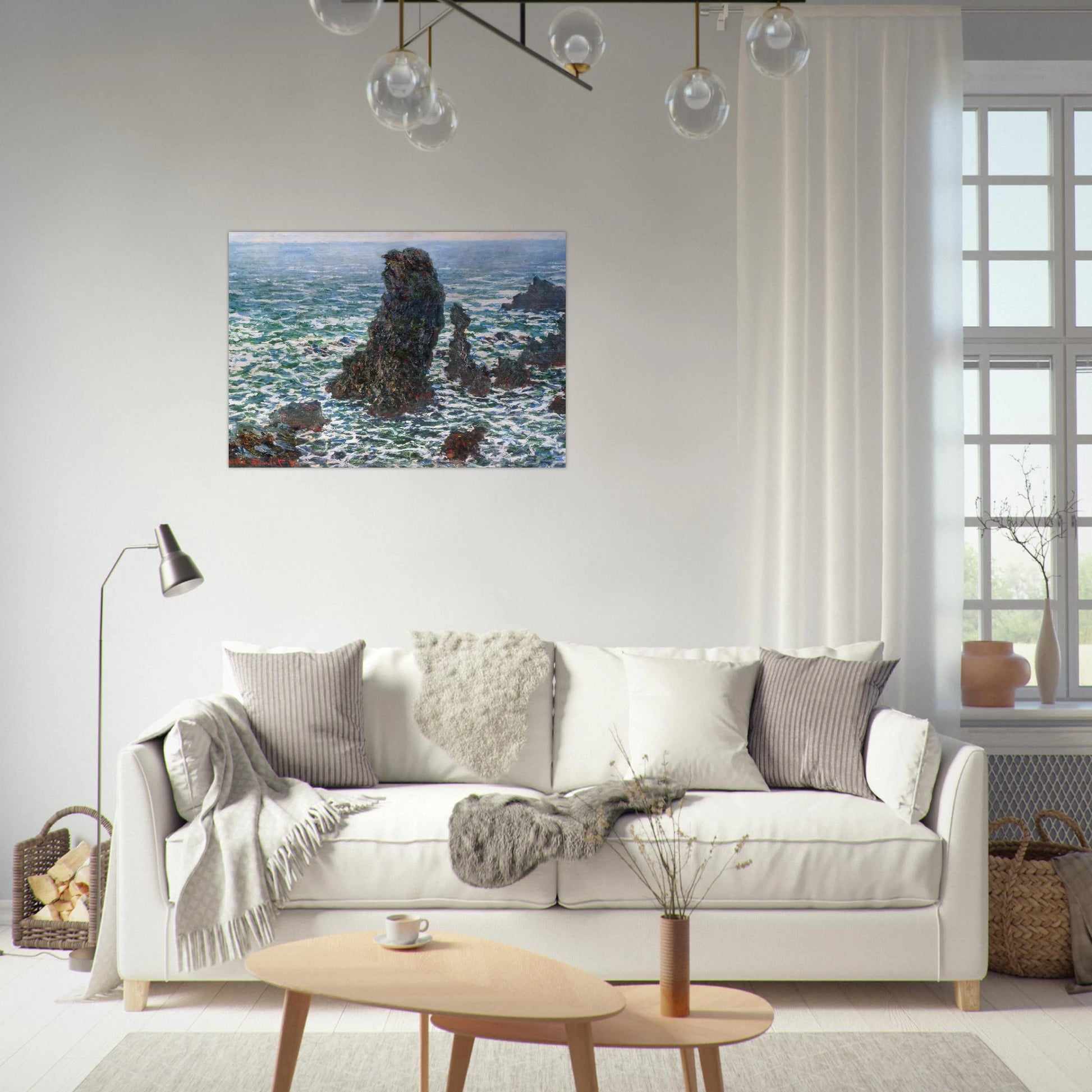 The Pyramids of Port Coton, Belle-Ile-en-Mer - claude monet Brushed Aluminum Print - 70x100 cm / 28x40 inches | claude monet Aluminum Print | claude monet Prints