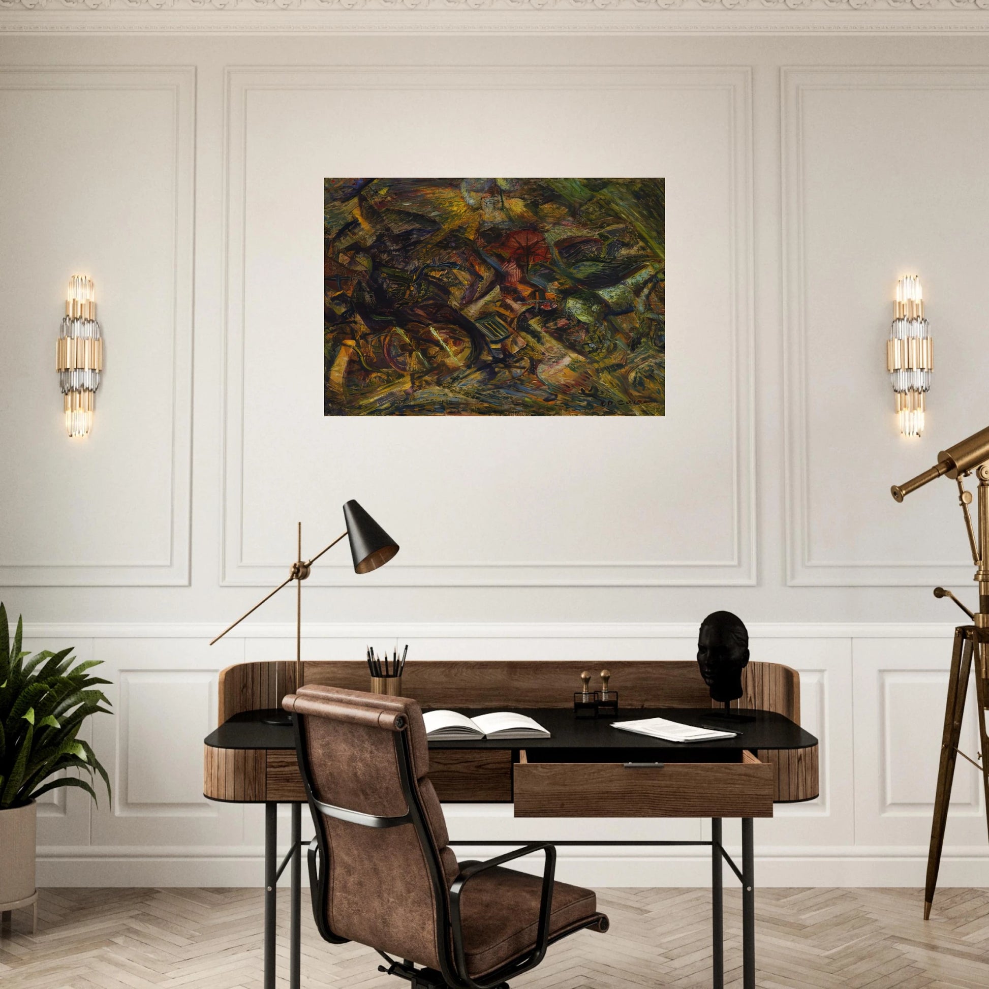 JOLTS OF A CAB 1911 - Carlo Carra Brushed Aluminum Print - 70x100 cm / 28x40 inches | Carlo Carra Aluminum Print | Carlo Carra Prints