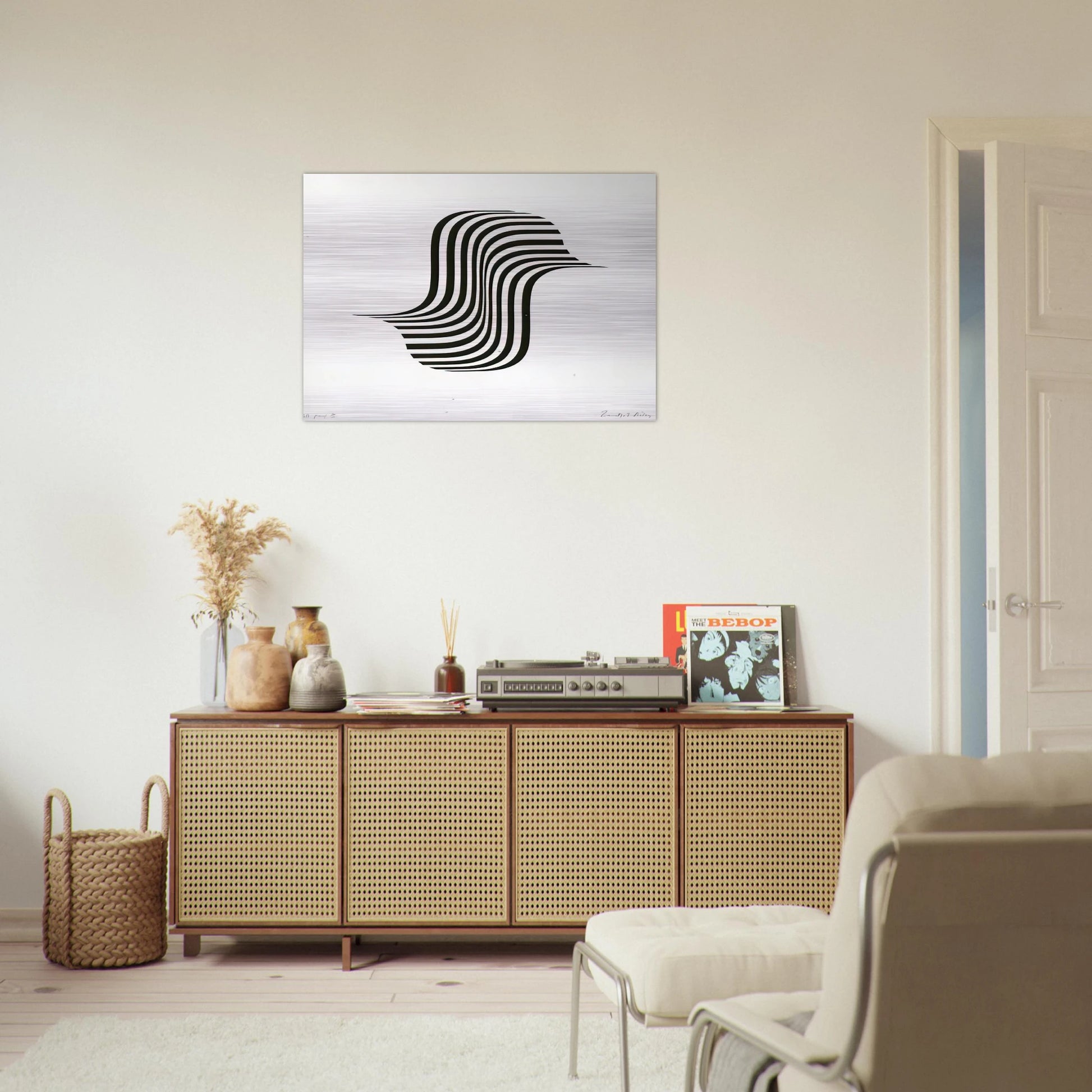 UNTITLED WINGED CURVE 1966 - Bridget Riley Brushed Aluminum Print - 70x100 cm / 28x40 inches | Bridget Riley Aluminum Print | Bridget Riley Prints