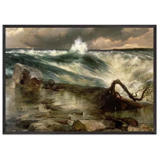 The Rapids Above Niagara - Thomas Moran 70x100 cm / 28x40 inches Framed Art Print – Black Wooden Frame