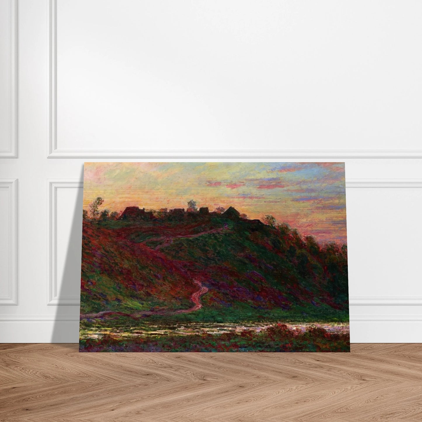 The Village of La Roche-Blond, Sunset - claude monet Brushed Aluminum Print - 70x100 cm / 28x40 inches | claude monet Aluminum Print | claude monet Prints