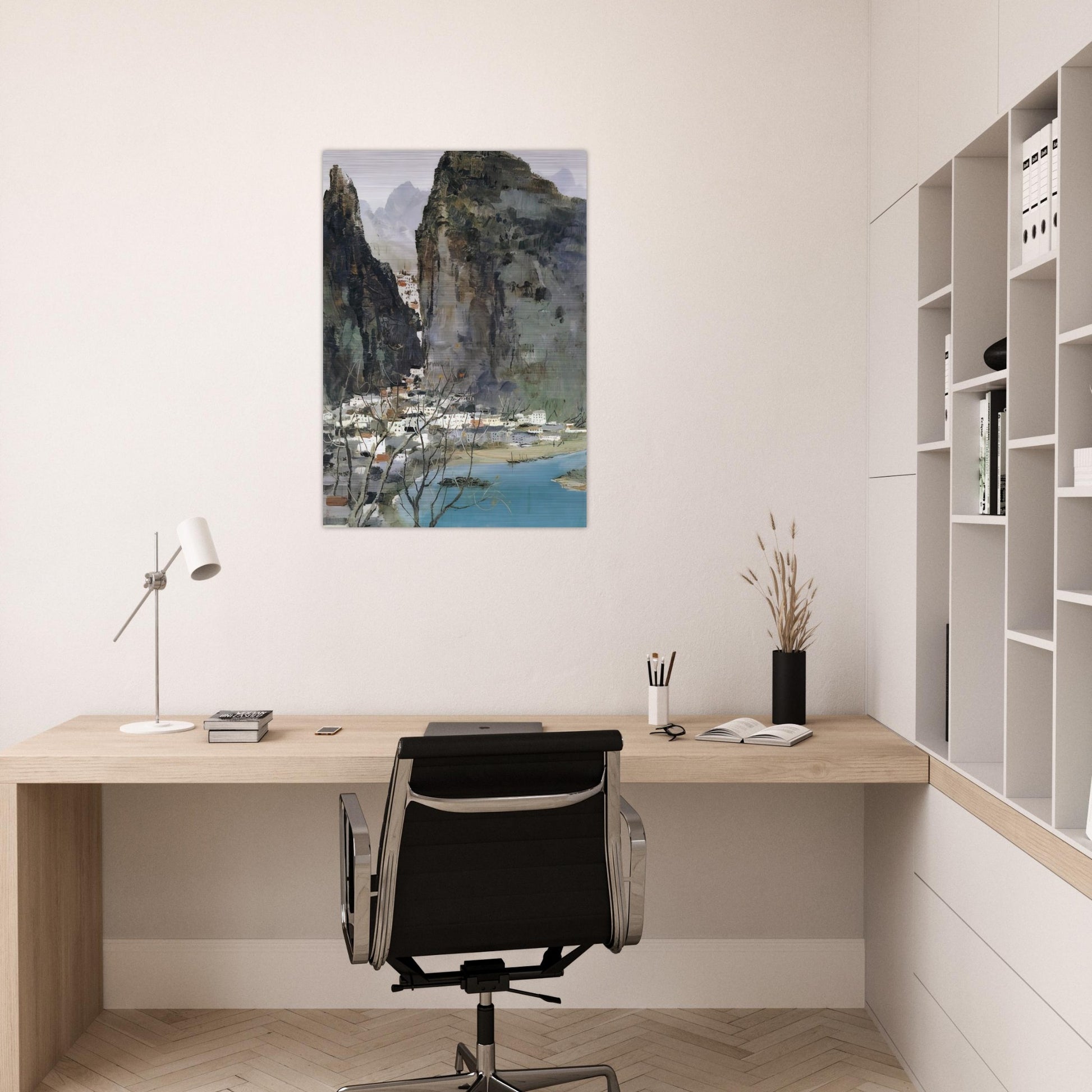 Scenery of Guilin - 1973 - Wu Guanzhong Brushed Aluminum Print - 70x100 cm / 28x40 inches | Wu Guanzhong Aluminum Print | Wu Guanzhong Prints