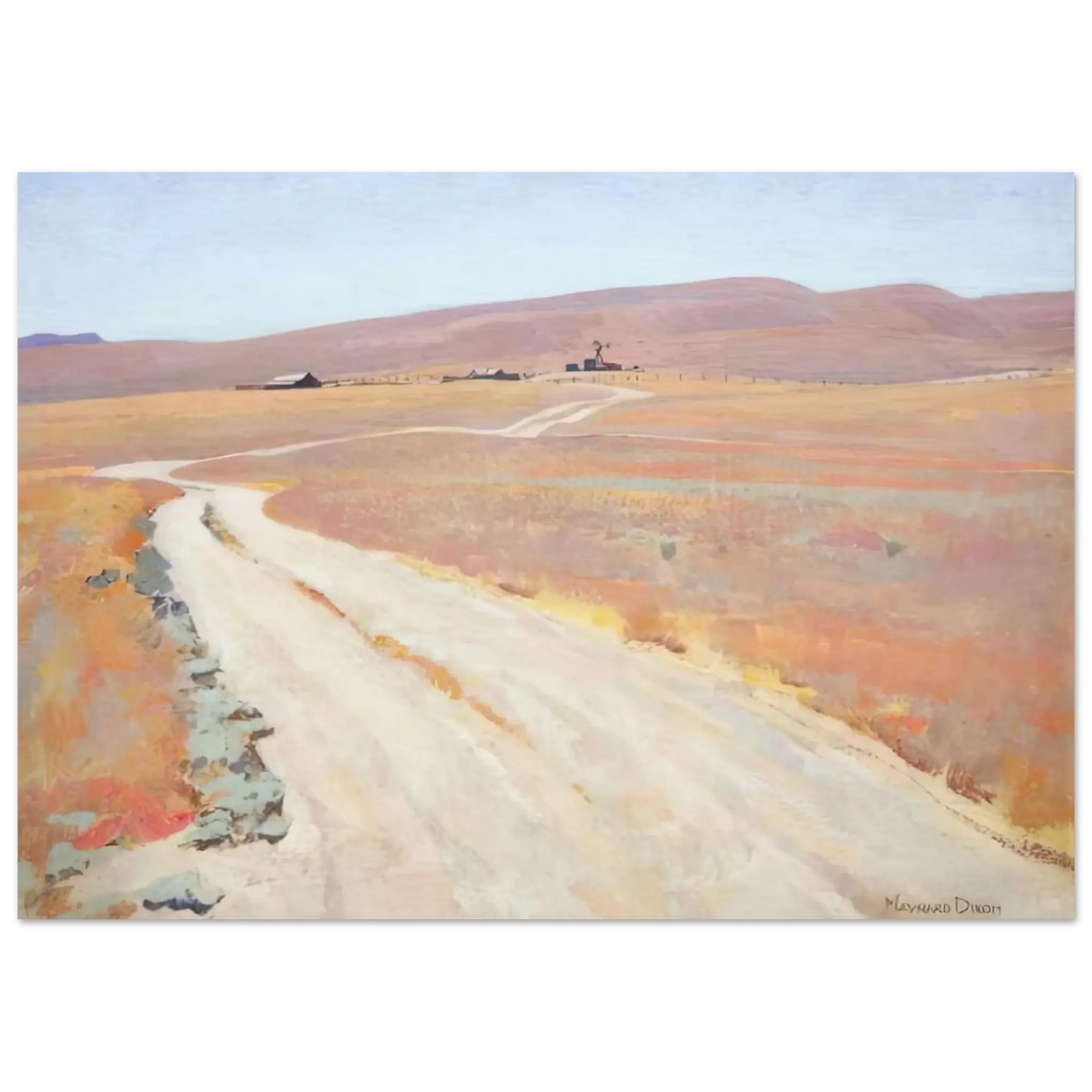 Maynard Dixon - ABANDONED RANCH 1935 Wall art - 13x18 cm / 5x7 Inches - Premium Wooden Framed Poster With Fine Art Paper - White frame