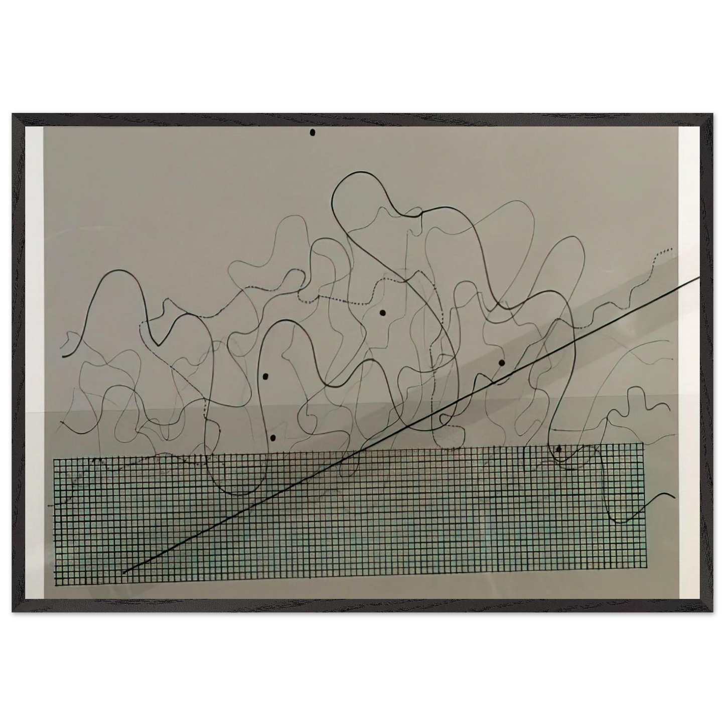 Fontana Mix Dark Grey - 1981 - John Cage 70x100 cm / 28x40 inches Framed Art Print – Black Wooden Frame