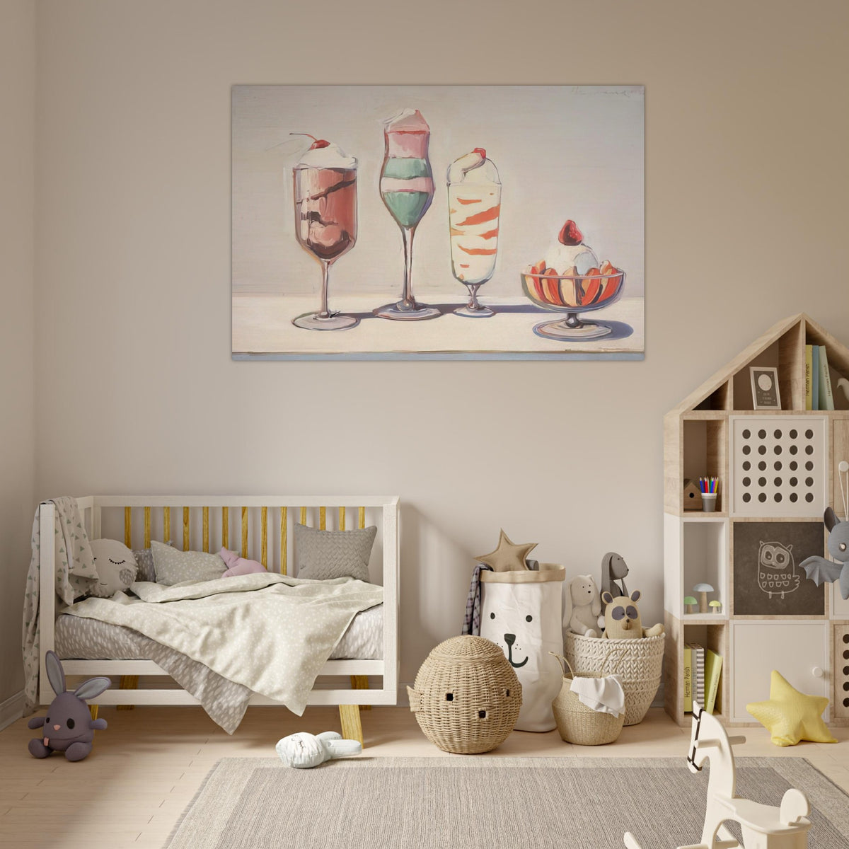 Four Sundaes - Pop Art - Wayne Thiebaud Art Prints - 100x150 cm / 40x60″ inches | Wayne Thiebaud Poster | Wayne Thiebaud Prints