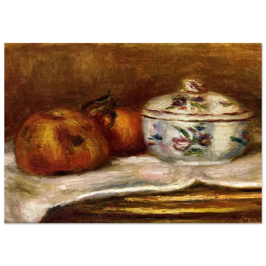 Sugar Bowl, Apple and Orange - Pierre-Auguste Renoir Brushed Aluminum Print - 70x100 cm / 28x40 inches | Pierre-Auguste Renoir Aluminum Print | Pierre-Auguste Renoir Prints
