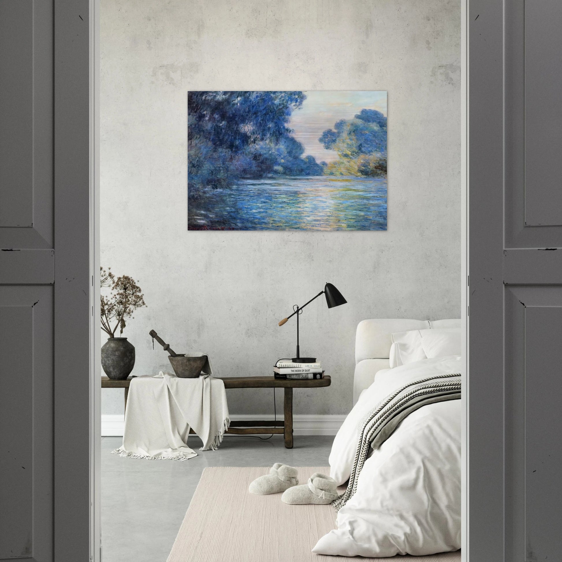 Morning on the Seine at Giverny 02 - claude monet Brushed Aluminum Print - 70x100 cm / 28x40 inches | claude monet Aluminum Print | claude monet Prints