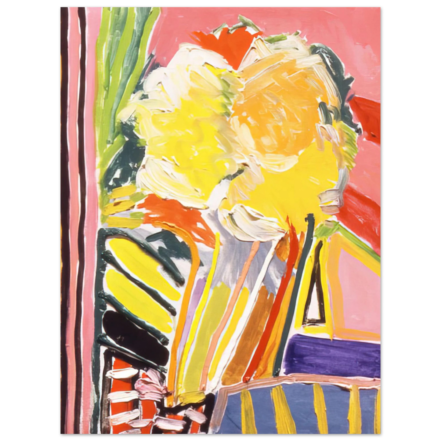 Ronnie Landfield - Pink Flower Painting - 1973  75x100 cm / 30x40inches Fine Art Poster
