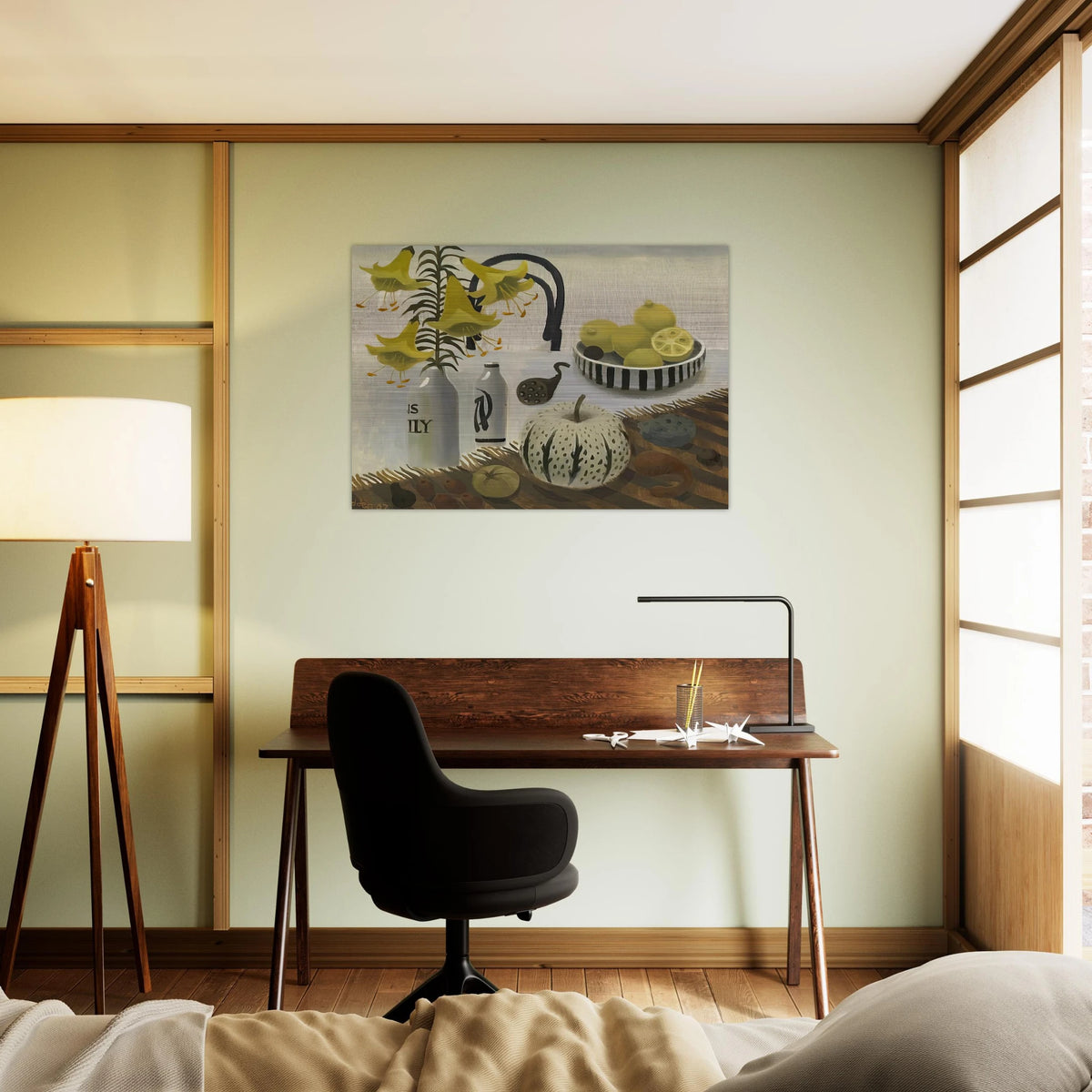 Lilies and Lemons - 2007 - Mary Fedden Brushed Aluminum Print - 70x100 cm / 28x40 inches | Mary Fedden Aluminum Print | Mary Fedden Prints