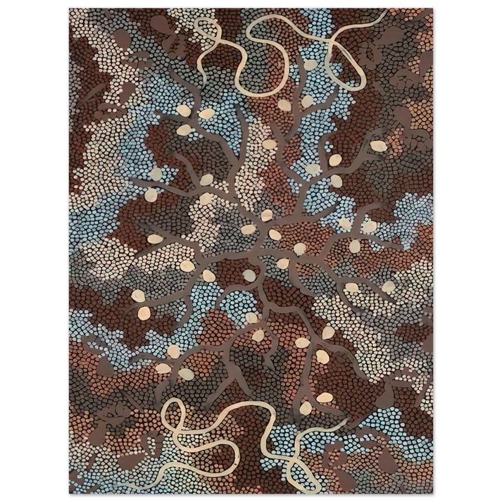 Clifford Possum Tjapaltjarri - Bush Tucker Dreaming - 1984  75x100 cm / 30x40inches Fine Art Poster