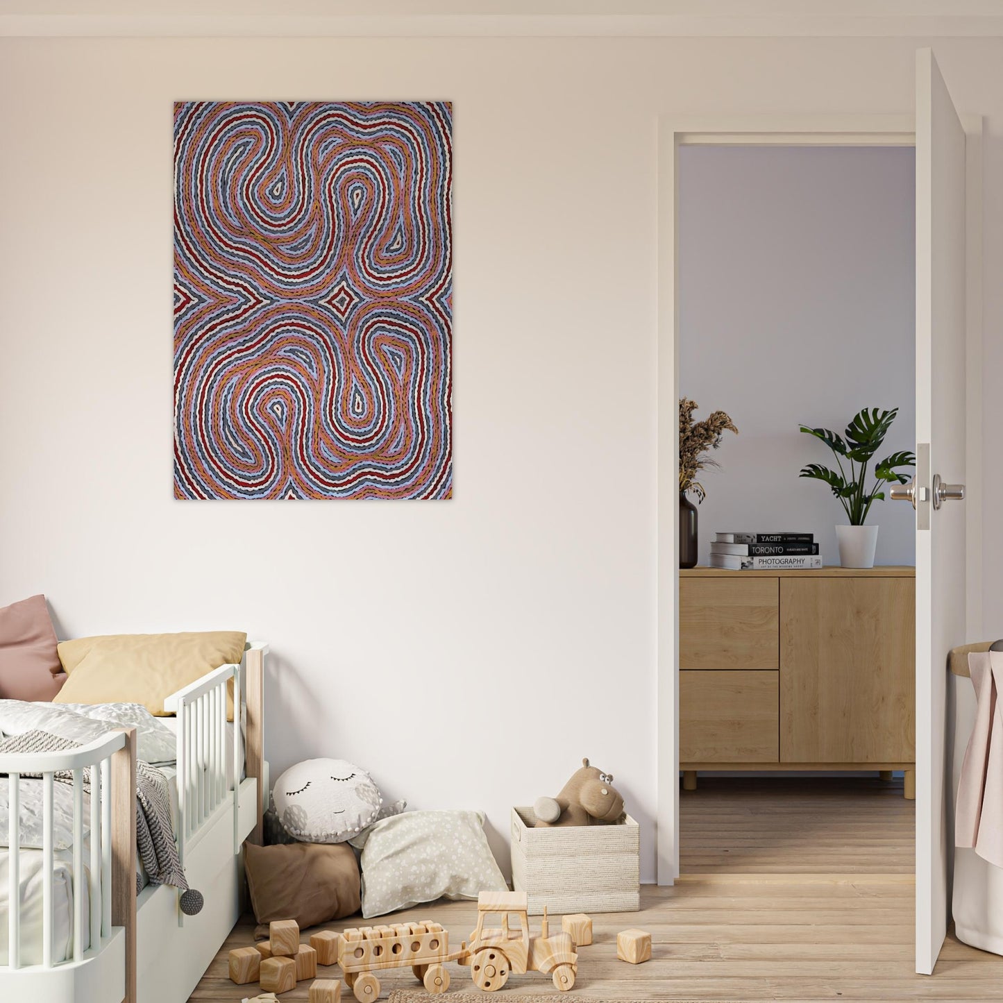 Untitled Narripi Worm Dreaming - 1996 - Clifford Possum Tjapaltjarri Brushed Aluminum Print - 70x100 cm / 28x40 inches | Clifford Possum Tjapaltjarri Aluminum Print | Clifford Possum Tjapaltjarri Prints